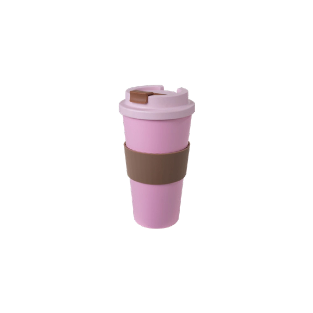 Eco Friendly Nature Material Reusable 450ml 16oz Pure PLA Tea Coffee Mug Travel Mug Coffee Cup Take Away with Silicone Sleeve Solid Color for Home and Office