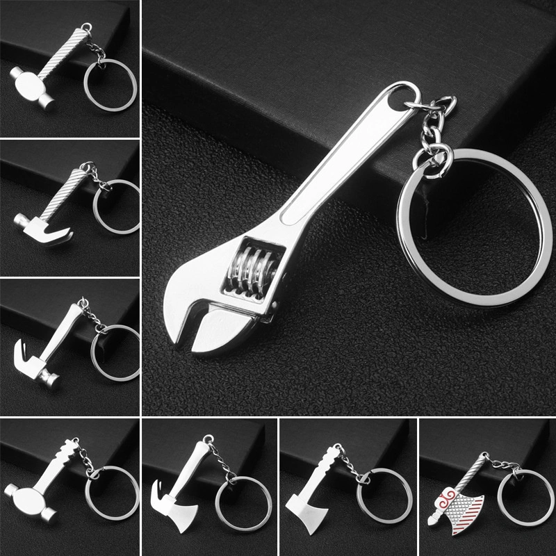 Factory Wholesale/Supplier Custom Logo 3D Blank Mini Tool Key Chain Hexagonal Wrench Hammer Shovel Pliers Gift Alloy Metal Keychain