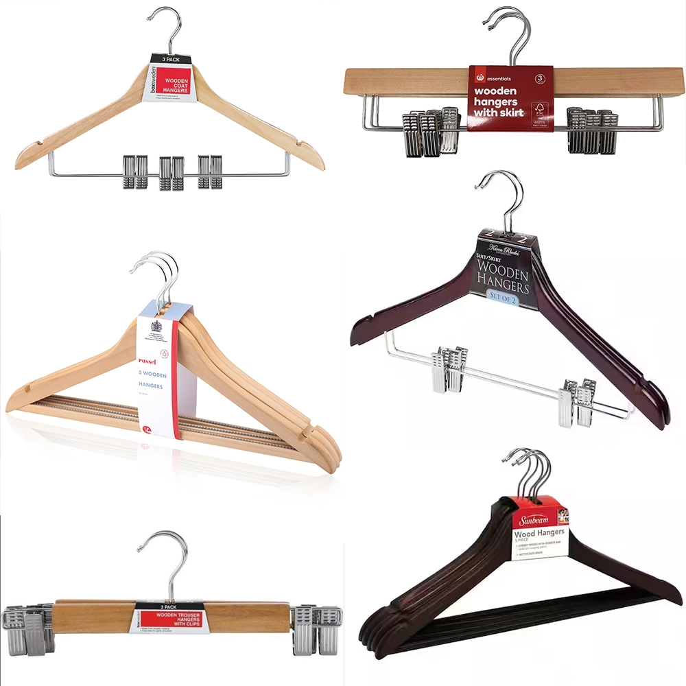 Quality Wooden Top Hangers (Solid wood) in Natural/Dark/White/Black Finish Used on Shirts/Coats/Suits for Amazon/Ebay/Supermarkets