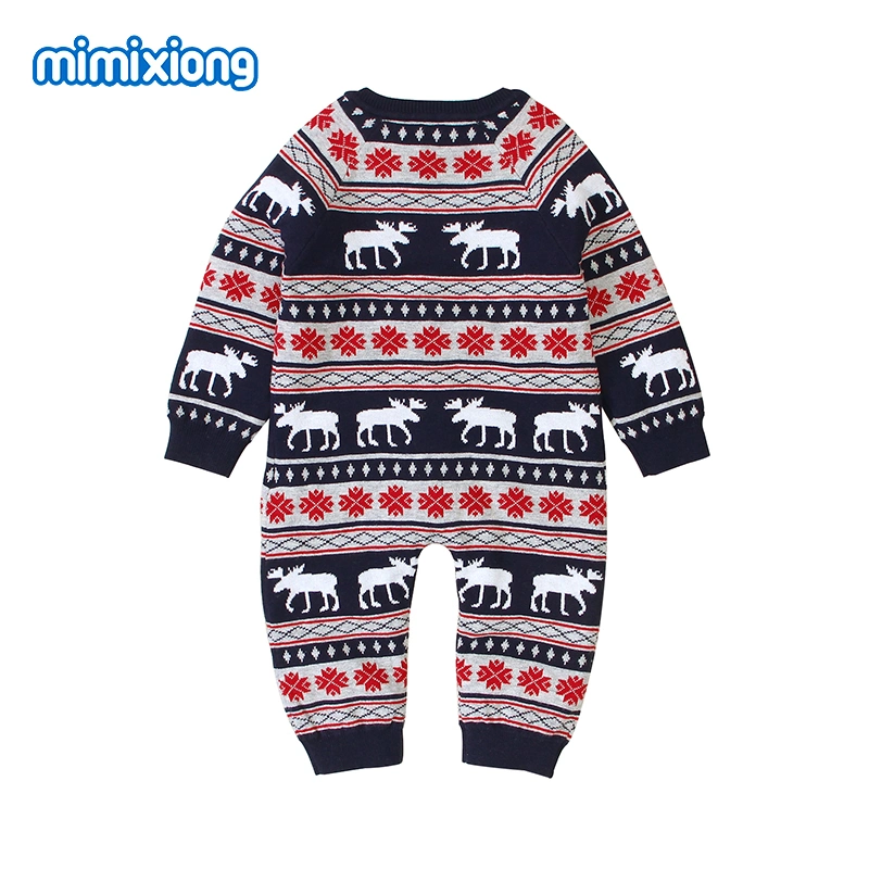 Christmas Custom Unisex Cute Elk Pattern Newborn Baby Ropmers Clothing Products