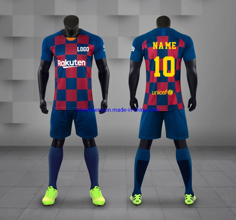 Hot Sales Plaid Sublimated Soccer Jersey College Soccer Uniform Set Team Wear