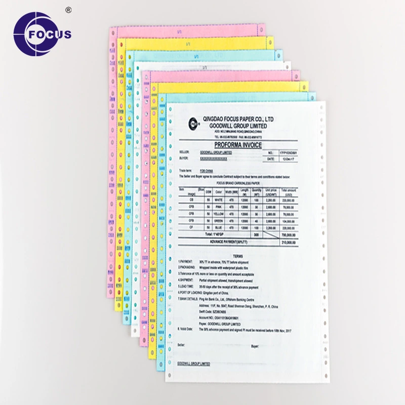 Popular papel de hoja Carbonless NCR para formulario de computadora o cupón O impresión de facturas de negocios