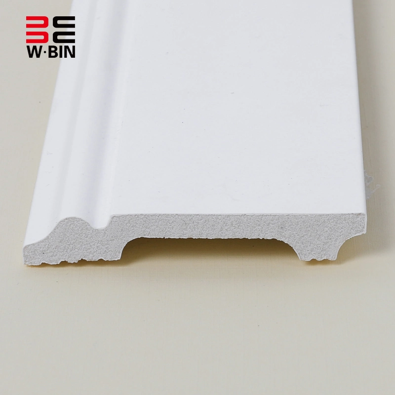 2023 Nueva llegada PT25 100*15mm PS Skirting White Baseboard Decorativo Material con recubrimiento de PVC OEM personalizado