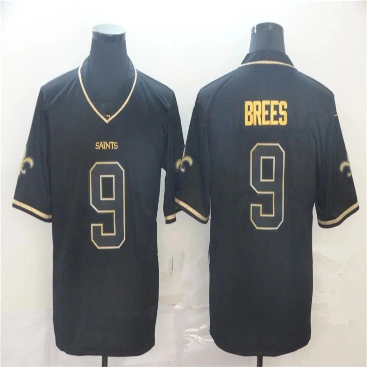 Saints 9 Drew Brees New Orleans Mitchll&Ness White Black Throwback Jerseys