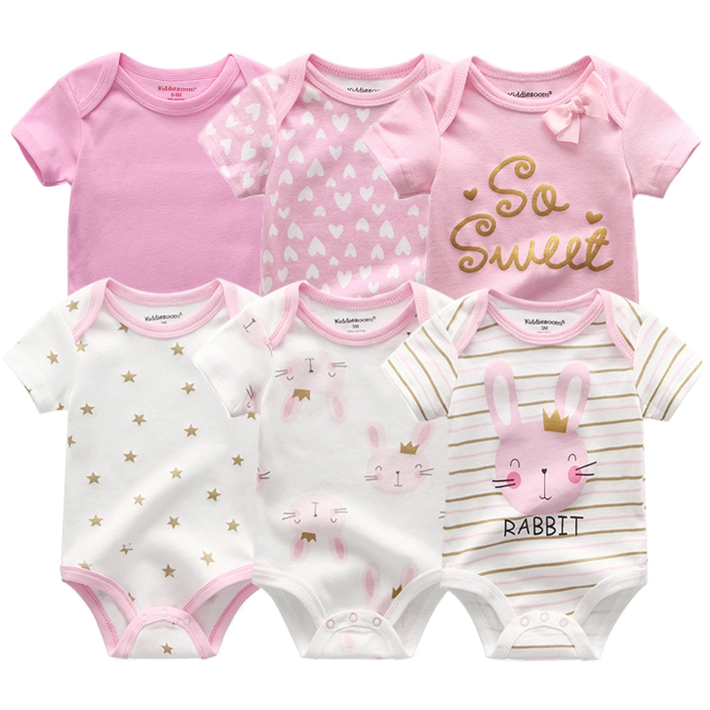 6PCS/Lot Baby Bodysuit Fashion Body Suits Short Sleeve Newborn Infant