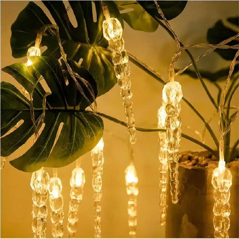 Christmas Decoration Curtain LED Icicle String Light with Ice Piton