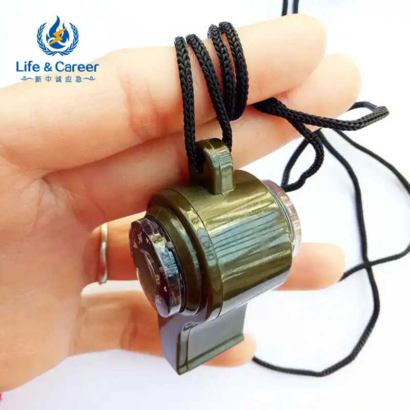 Multifunktionale Outdoor Exploration Tools Compass 20mm Pfeifthermometer und Lupe Outdoor Tool Survival Whistle für Outdoor-Sport