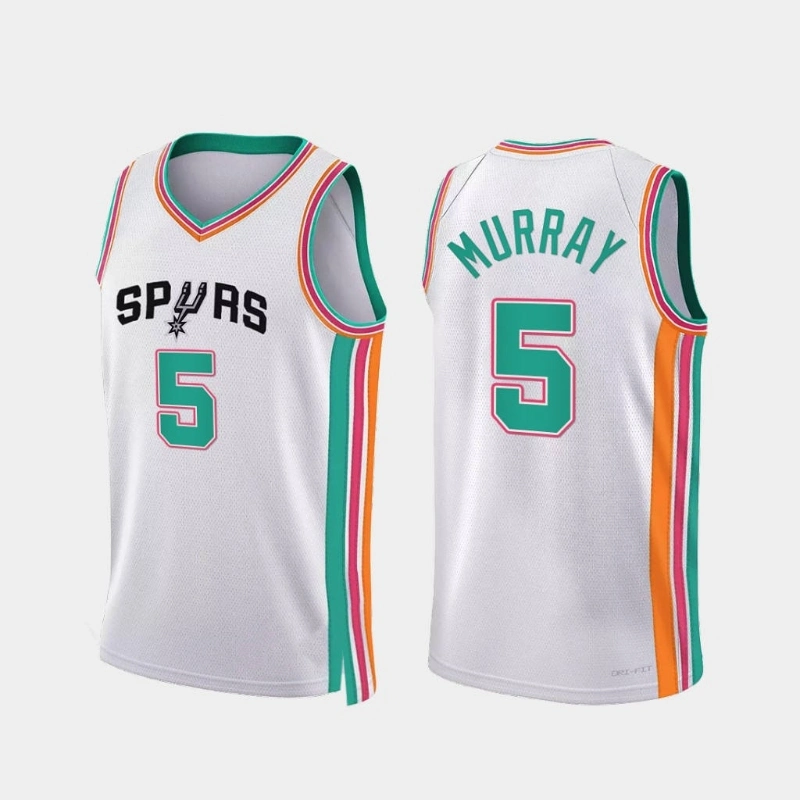 Hombre de 2022 San Antonio Spurs 3 Johnson 5 Dejounte Murray 75º aniversario de la ciudad blanca edición impresa el baloncesto Jersey caliente