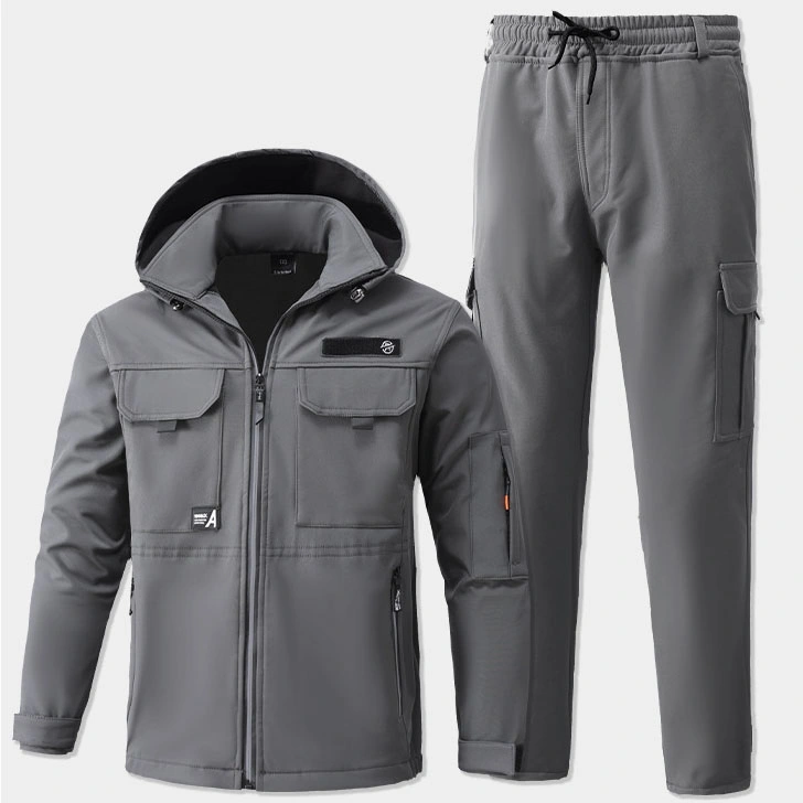 Custom 95% Baumwolle Winter Fleece Wasserdicht Multi-Pocket Outdoor Kapuzen Arbeiten Kleidung