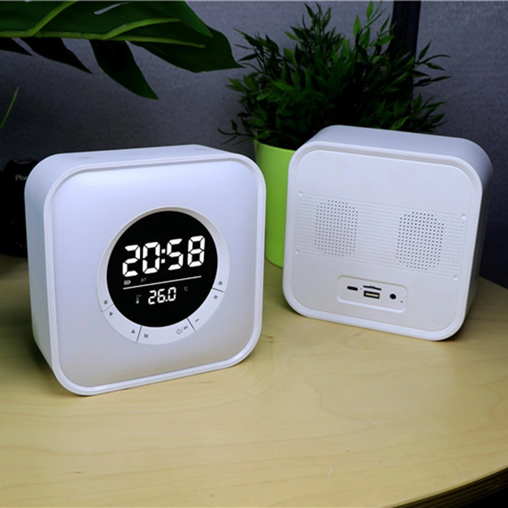 P10 Square Bluetooth Speaker Loudspeaker USB RGB Light Rechargeable Digital Display Alarm Clock Speaker