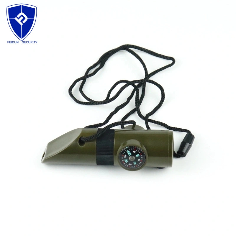 7 in 1 Mini Flashlight Magnifier Tools Sos Survival Kit Camping Survival Whistle with Compass Thermometer