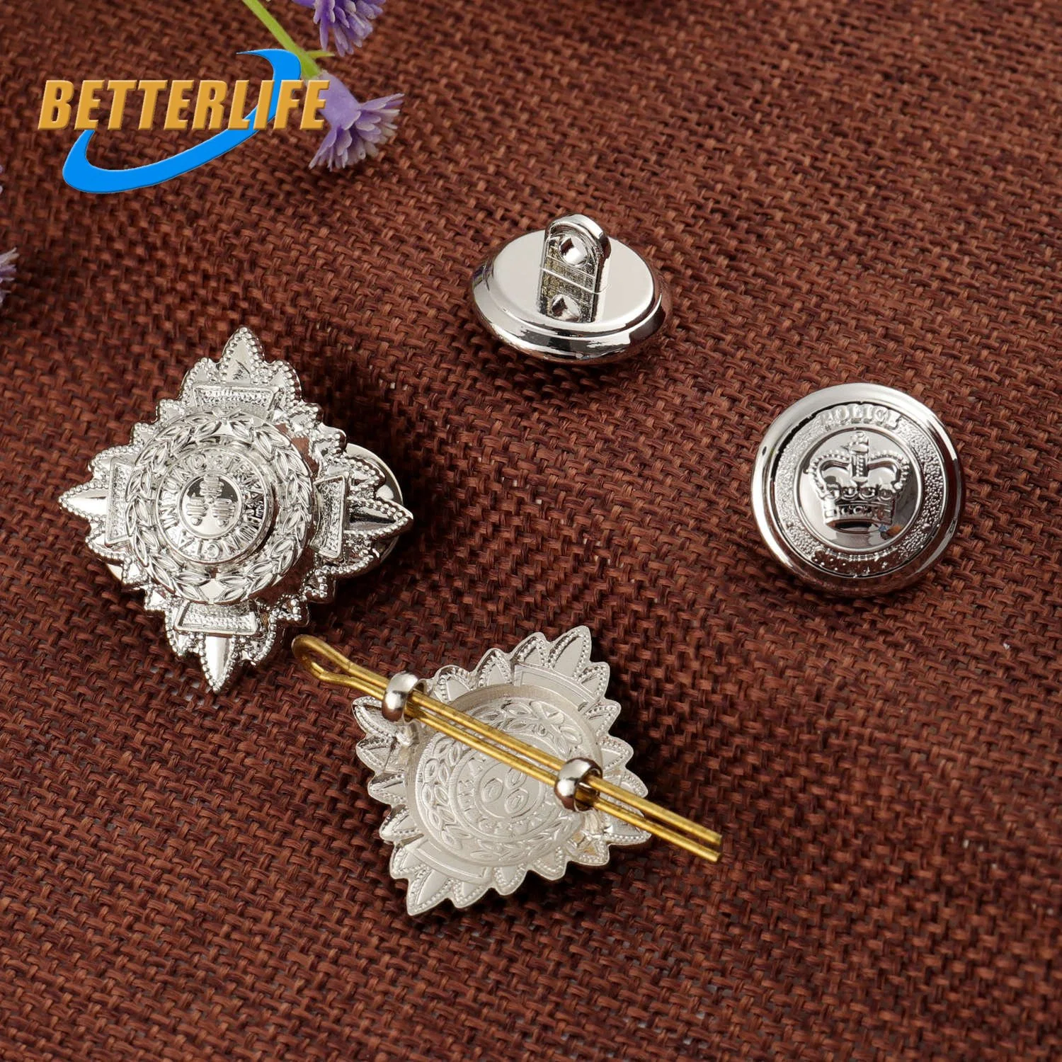 Custom Manufacturer No MOQ Wholesale/Supplier Custom Embossed Brass Gold Plated Metal Shank Button for Clothes Coat Garment Jacket