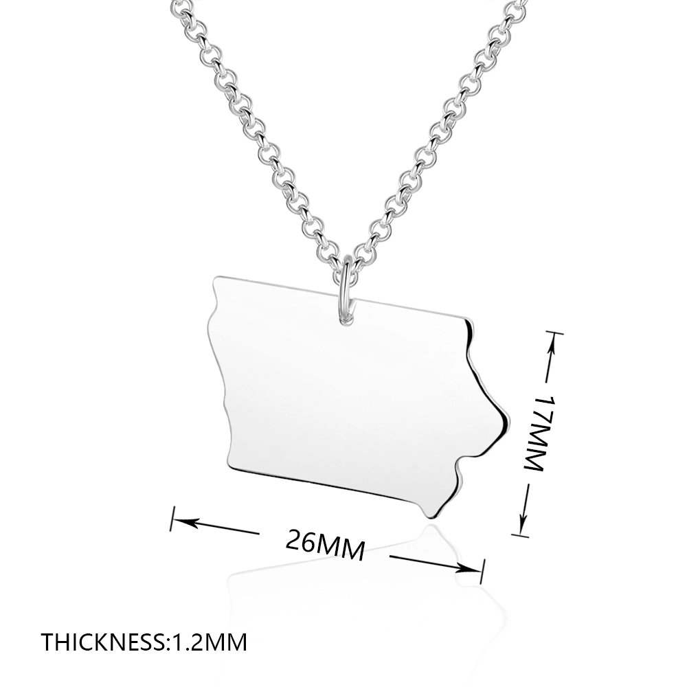 Lowa State Necklace Wholesale/Supplier Custom Stainless Steel Fashion Imitation Jewelry