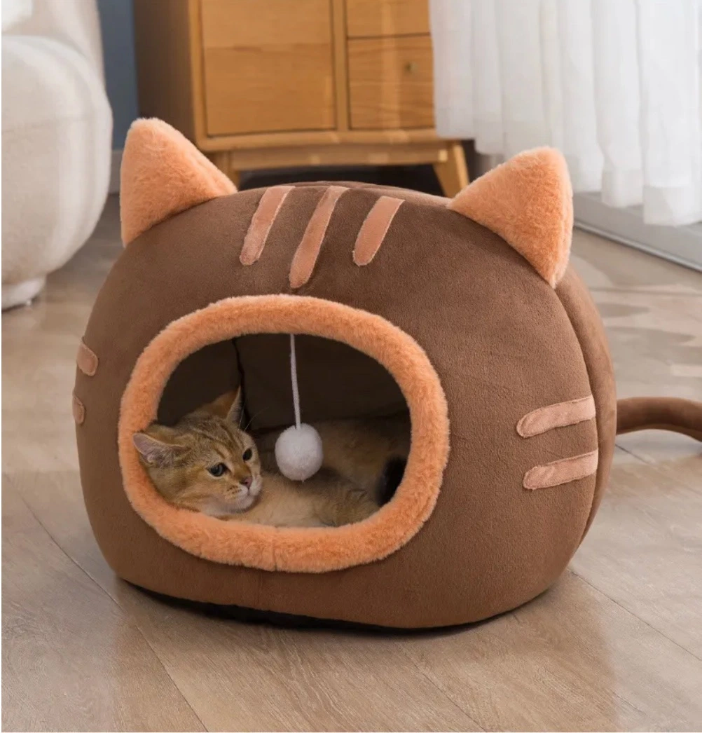 Hot vendendo inverno quente bonito gato cabeça forma Bed Nest Para cães e gatos pequenos