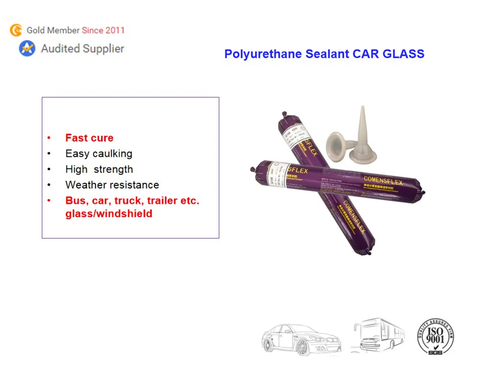 UV Resistance Fast Cure Automotive Glass Replacement Polyurethane Adhesive Sealant (Surtek 3355)