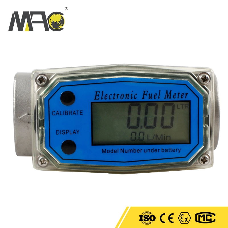 Débitmètre à turbine numérique, affichage LCD numérique de 1 pouce avec compteur NPT pour pompe à carburant à gaz, huile, diesel pour mesurer le diesel, le kérosène, l'essence.