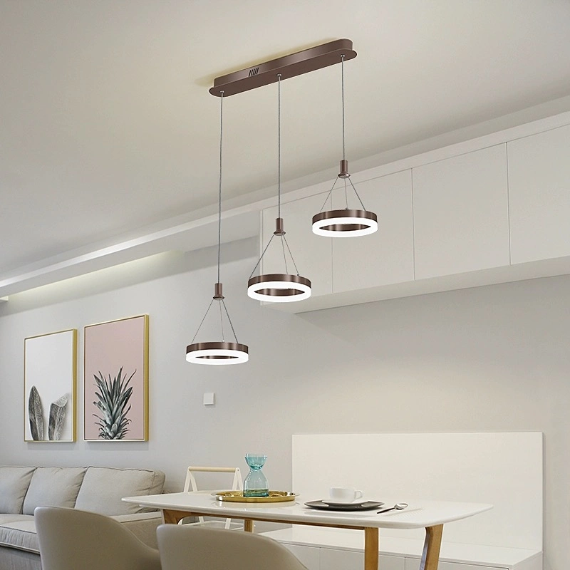Smart Control Pendant LED Light Dimmable Linear Aluminum Ceiling Lamp Gold Chandelier