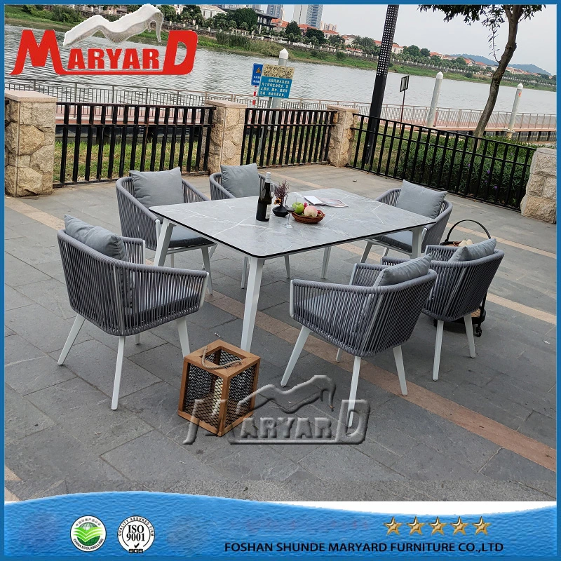 Luxury Hotel Garden Aluminum Rope Sofa Set Outdoor Furniture with Table