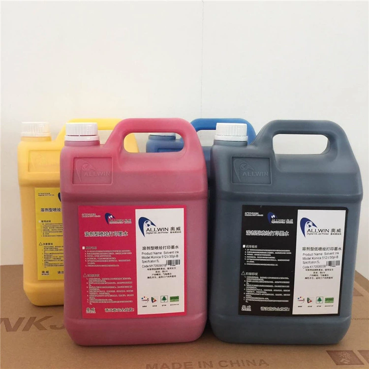 Low Smell Allwin Original Solvent Ink for Konica 512I Head Flex Vinyl Wall Paper Printing Ink Chemical Paint Pigment Ink Made in Original Factory Price