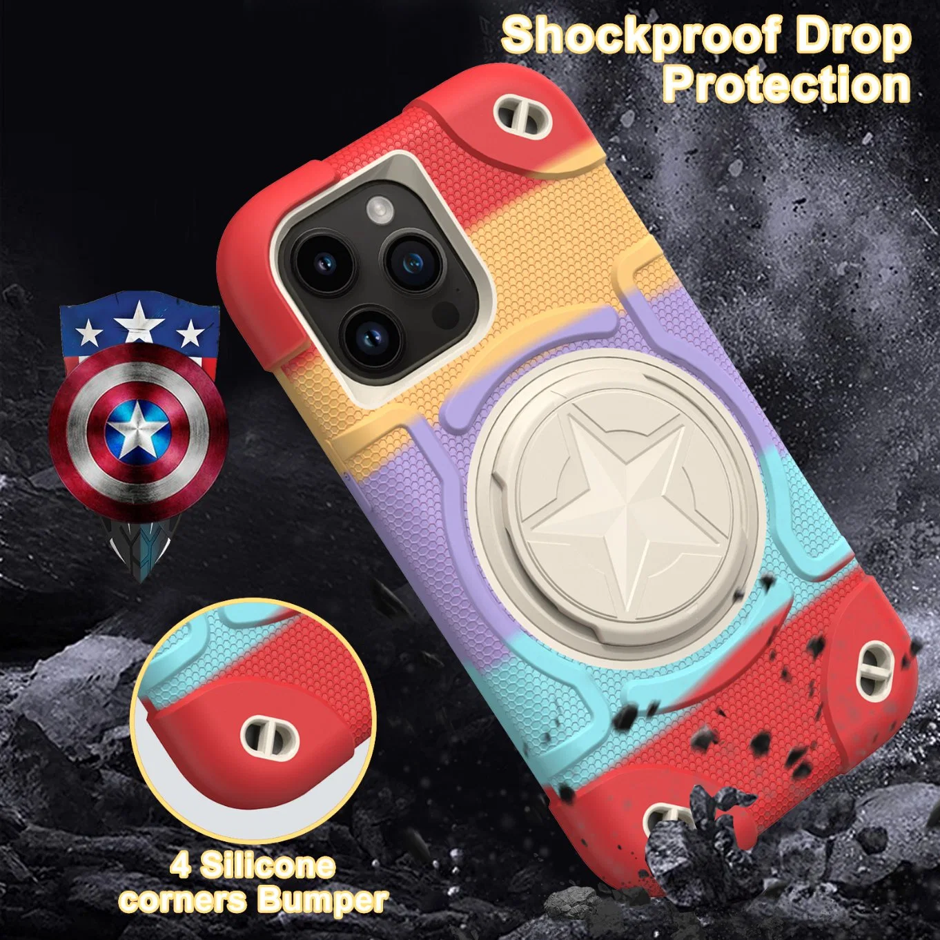 Armor Shockproof Tough Back Cover 3 in 1 Defender Cases for iPhone 13 14 15