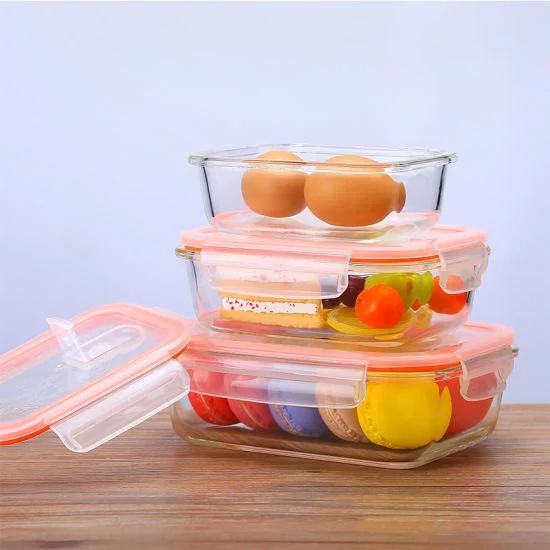 5PCS Microwavable Restaurant Borocilicate Glass Lunch Box Food Bowl Container with Lid