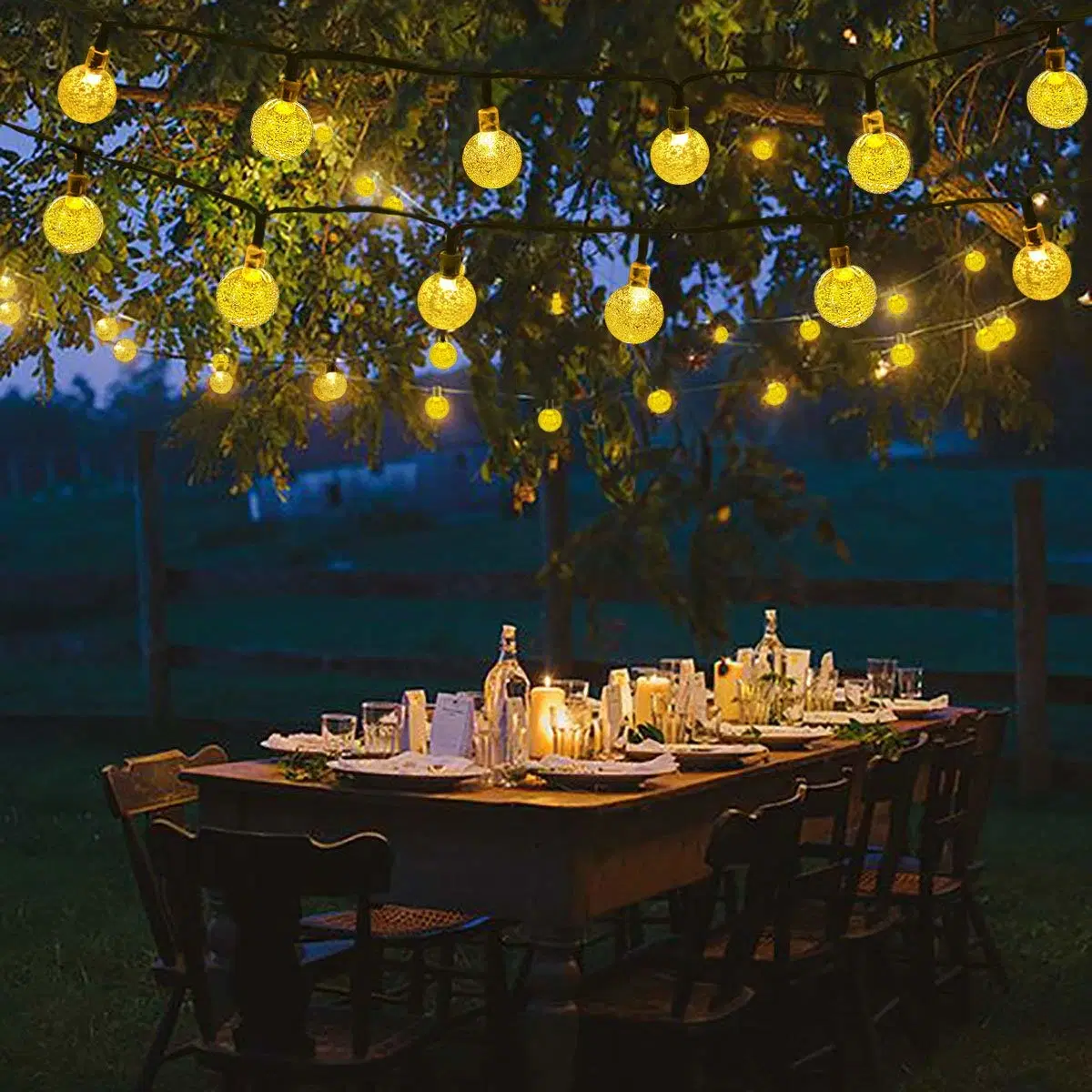China Decoration 11m 60LED Crystal Bubble Ball Light Garden Solar LED String Lights for Outdoor