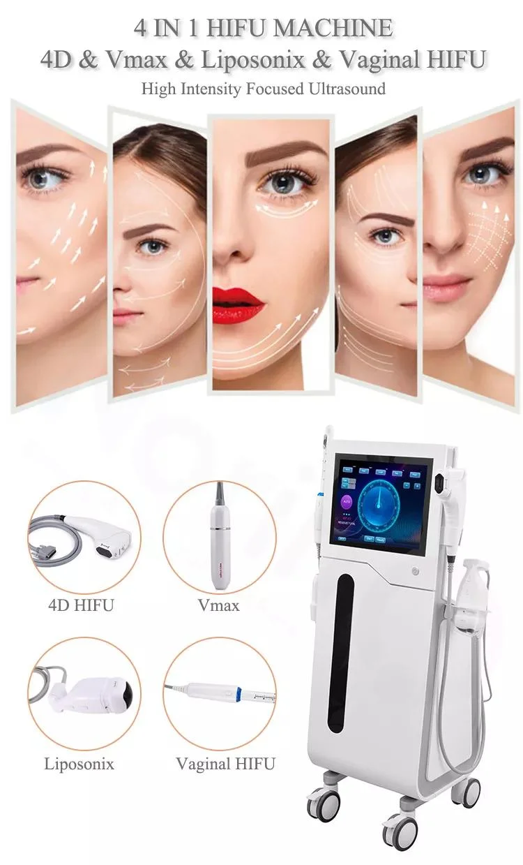 Máquina de ultrasonido vertical Liposonic HIFU Slimming Beauty Salon Equipment Professional Lipo HIFU Bodi Lifting facial delgado Removedor de arrugas facial HIFU Máquina