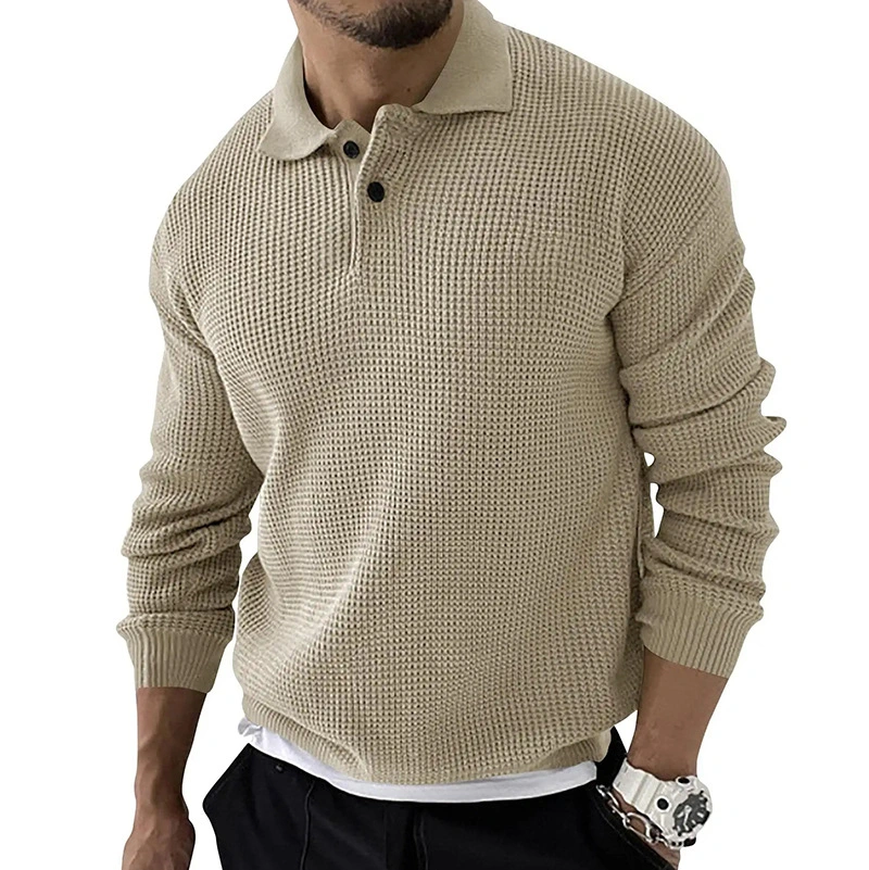 Custom Fashion Lapels Top Autumn Long Sleeve T-Shirt Sweater Sweatshirt Slim Fit Sweater Men Pullover