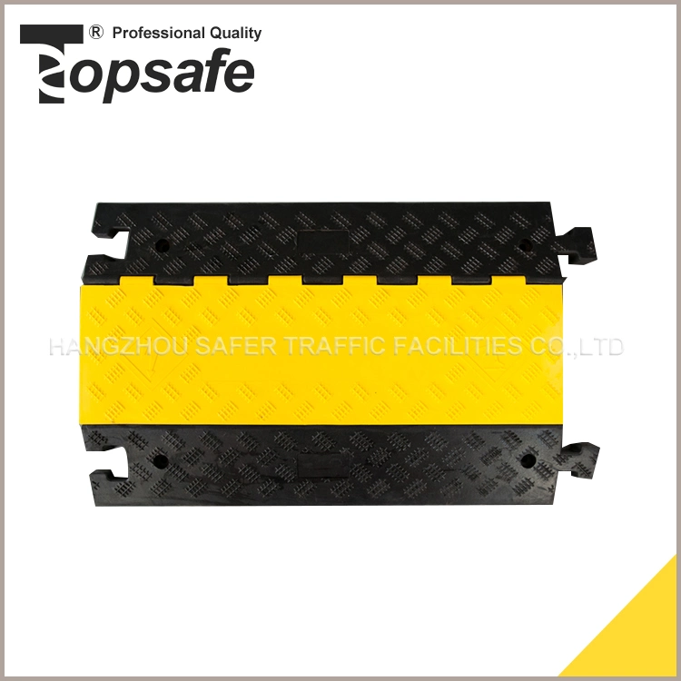 3-Channel Heavy Duty Rubber Cable Protector with Yellow Plastic Lid (S-1130)