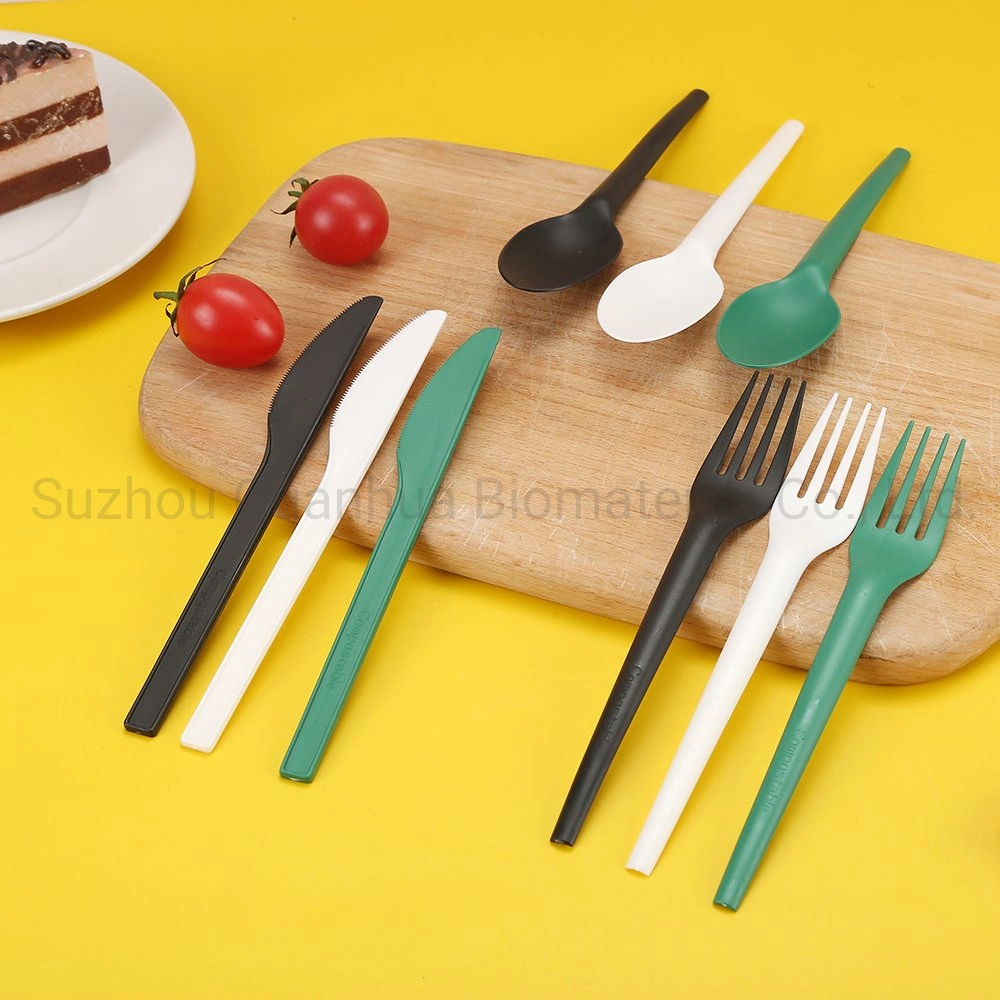 Eco Friendly 7 Inch Cpla Cutlery Knife Fork Spoon with Color Folding Box Biodegradable Knife