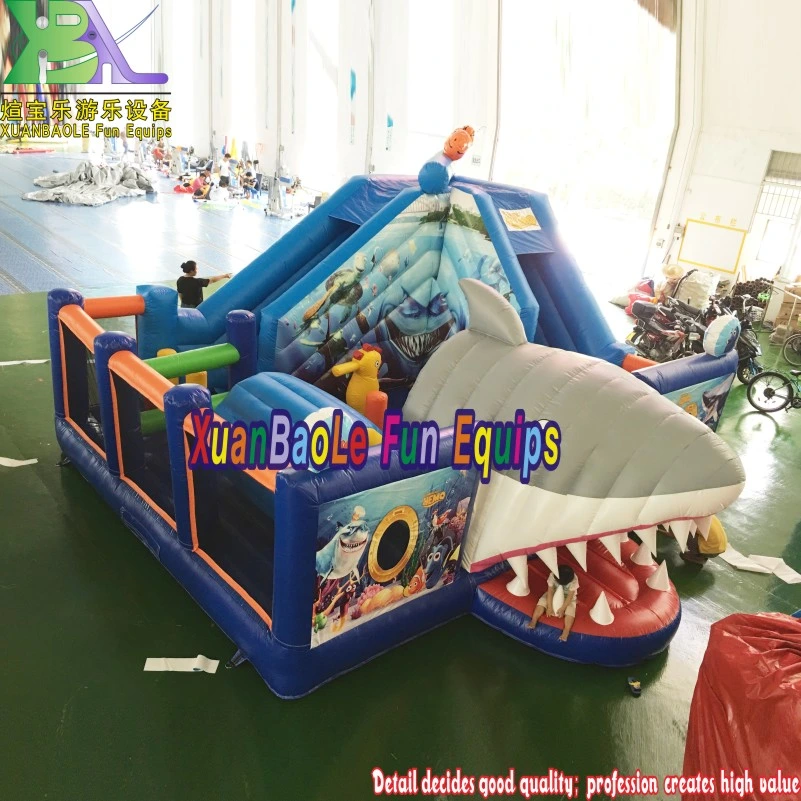 Outdoor Inflatable Toy Shark Jumping Bouncer, Inflatable Fun City Playground/ Sea World Inflatable Bouncer for Toddler