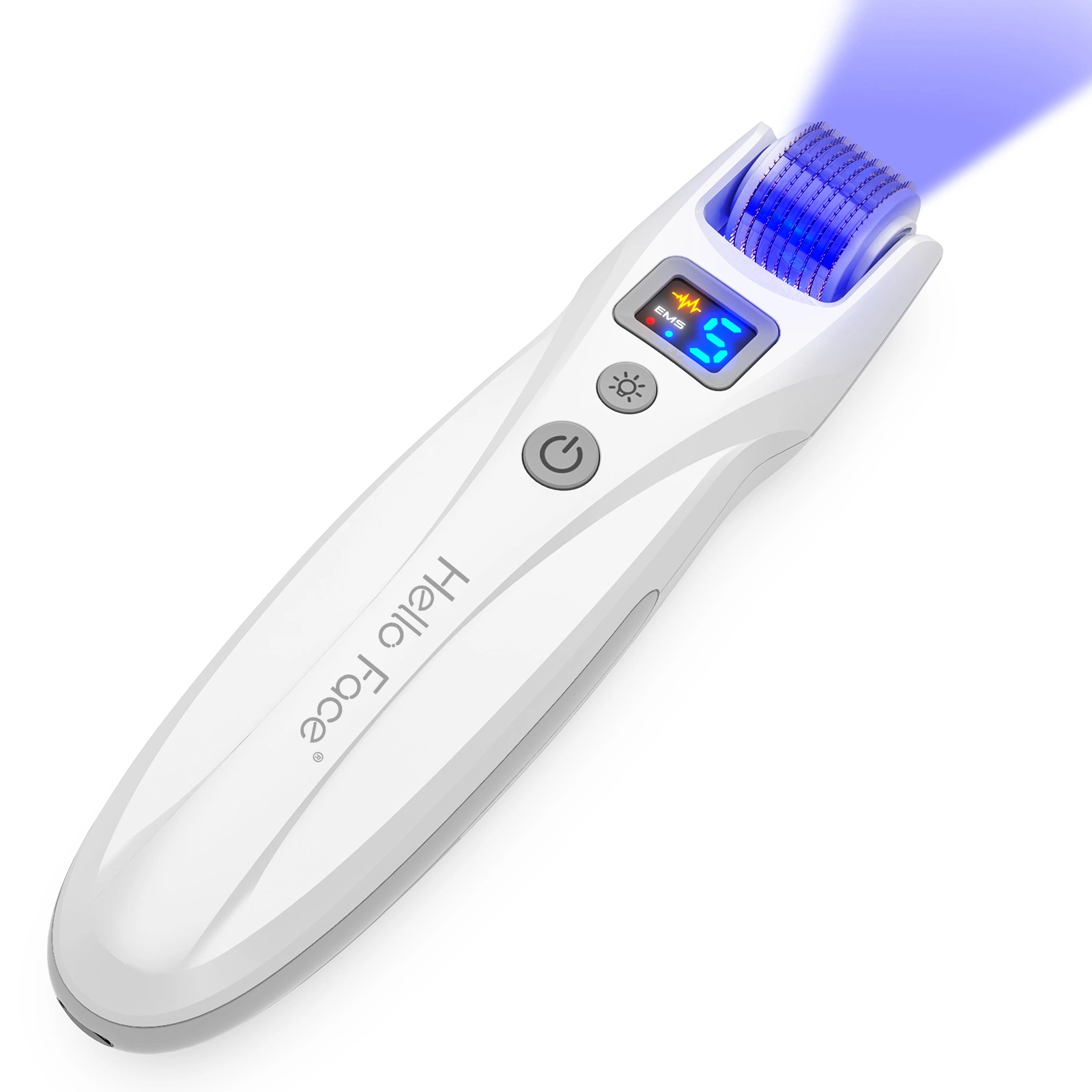 Hola cara de alta calidad 540PCS las agujas de titanio G5 Wireless Microneedling eléctrico EMS Derma Roller con LED Rojo Azul