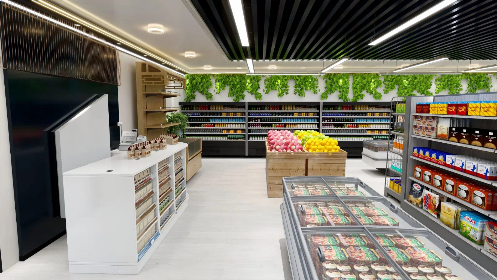 Design moderne de la dépanneur conception de la disposition du kiosque alimentaire