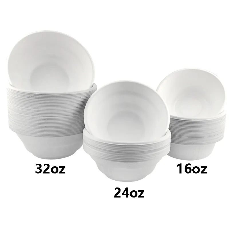 Eco-Friendly Sugarcane Pulp Bagasse Biodegradable Round Disposable Bowl