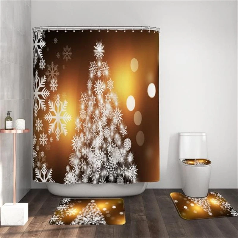 Tree Printed Waterproof Christmas Decoration Bathroom Shower Curtain