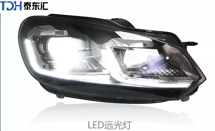 مصابيح السيارة في طراز VW Golf 6 Headlight عدسة جهاز العرض Golf6 Mk6 المصباح الديناميكي العالي للإشارات مصابيح LED مصابيح القيادة أثناء النهار (DRL) مصابيح القيادة أثناء النهار (DRL) ملحق