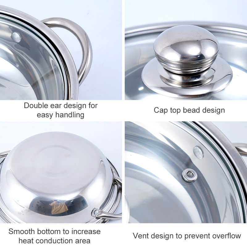 Simple Ustensiles de cuisine portables en acier inoxydable Casserole de cuisson