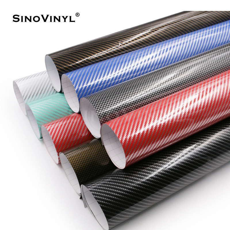 SINOVINYL 1-3 سنوات عينة مجانية 2D ألياف الكربون الذهب الأسود إير فقاعة السيارات الحرة