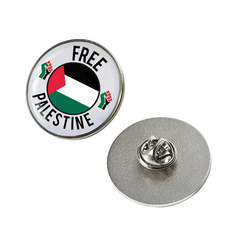 Metal Pins Direct Factory Custom Round Free Palestine Badge Pin Enamel Palestine Flag Enamel Blank Epoxy Lapel Pin