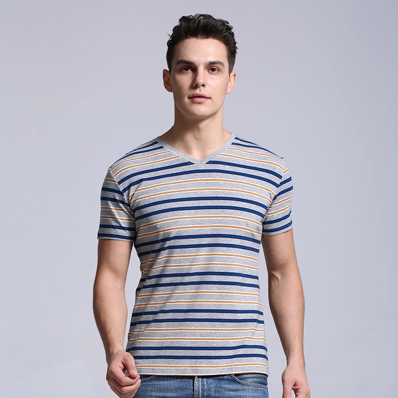 Guangzhou Factory Wholesale Short Sleeve Blank Custom Stripe Bulk Mens T-Shirts