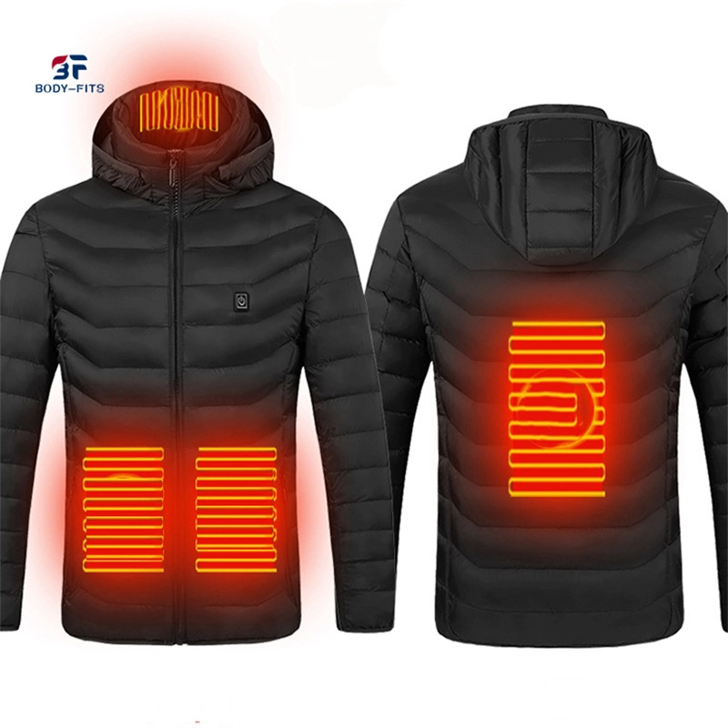 OEM Winter Men Warm Coat Outdoor Jacket Rechargeable Hooded Heated Jacket Electric Heating Jacket