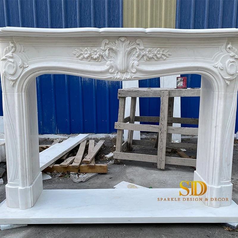 China Manufacture Good Price White Marble Fireplace Shelf Stone Fireplace Surround