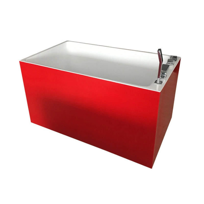 Factory Direct Wholesale Red Freestanding Square Acryliac Bathtud