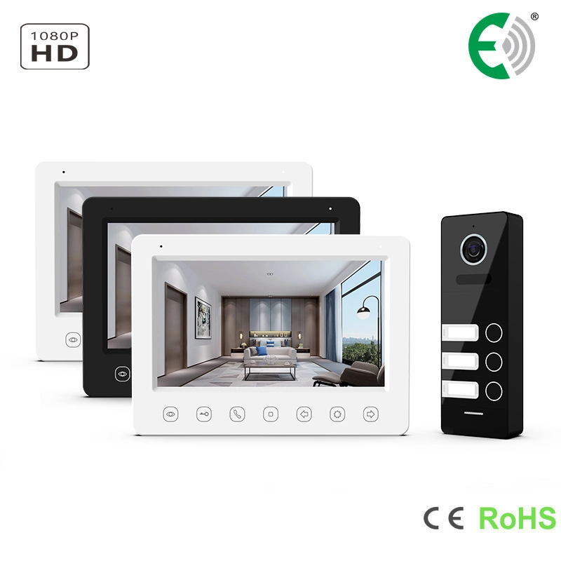 La seguridad del hogar 7 pulgadas de Video Portero Smart HD Intercome Timbre Timbre 3 Familia inteligente