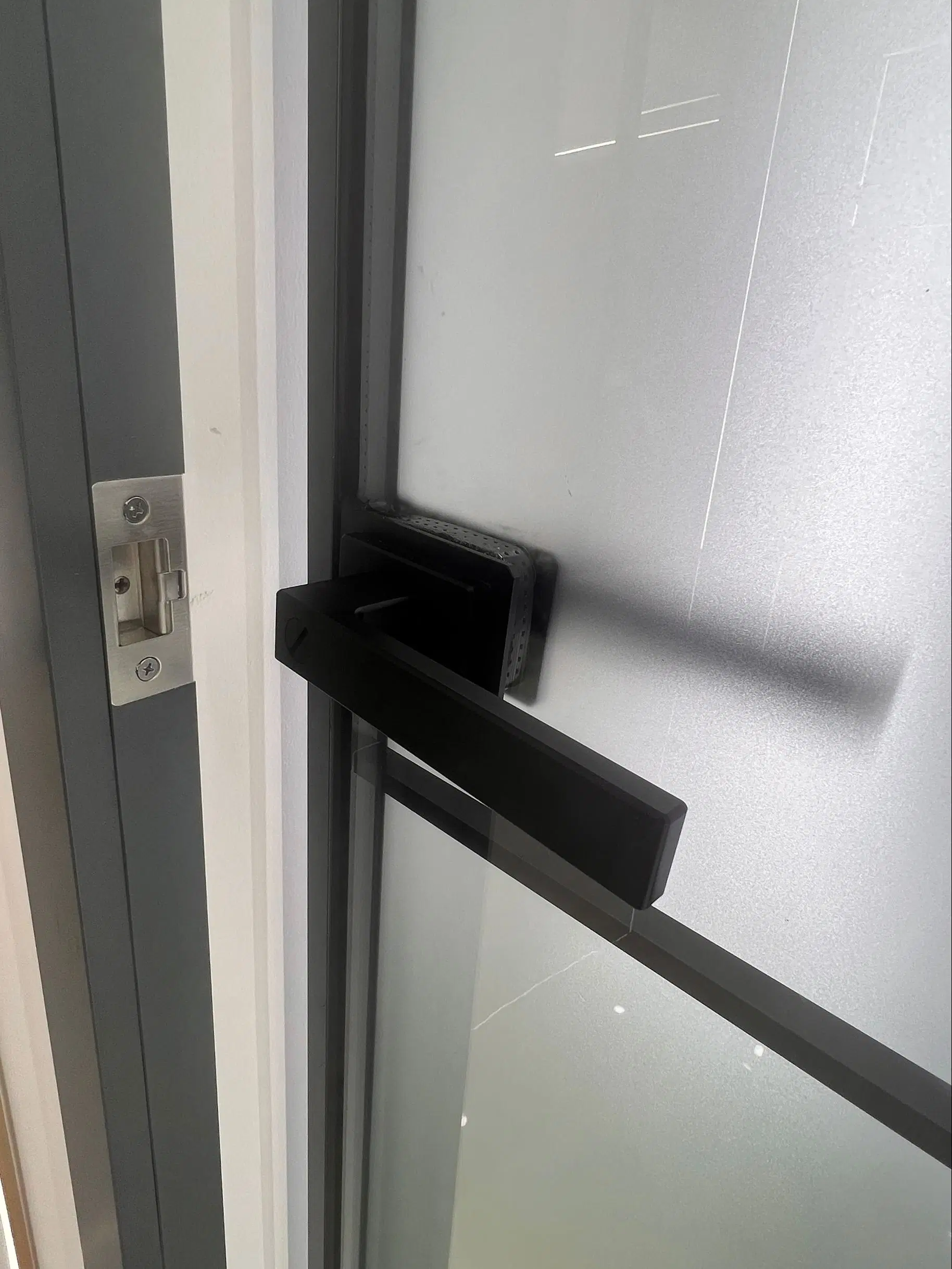 Aluminium Door Window Frame Aluminum Swing Door Slim Narrow Frame Frosted Glass Door Bathroom