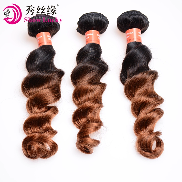 Virgem grossista Ombre cabelos de dois tons 1B/30 ondas soltas Remy Tecelagem de cabelo chinês