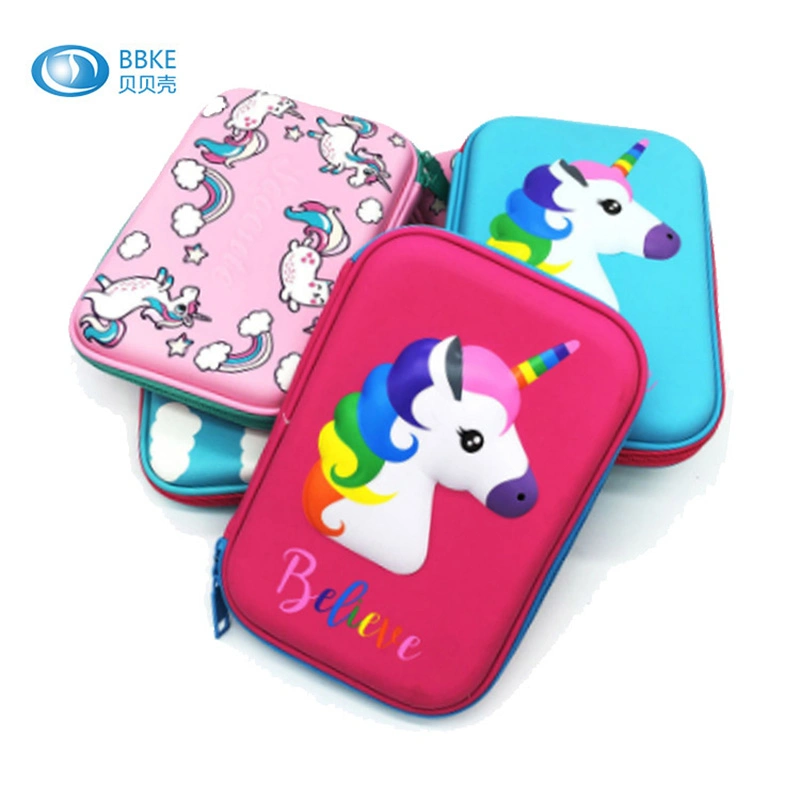 Smiggle EVA Unicorn Pencil Case Custom Waterproof 3D Large EVA Hard Pencil Case Mold Storage Box EVA Pen Pencil Case Big Zipper Kids Pencil Box Case