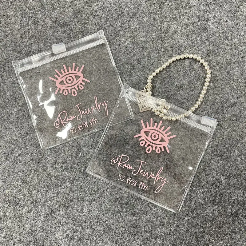 PVC Frosted Small Zipper Zip Lock Bags with Custom Logo, Clear Jewelry Pouch Packing, Packaging Plastic Bag for Earrings