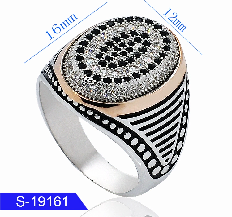 Wholesale/Supplier 925 Sterling Silver Jewelry Islamic Micro Pave CZ Stone Finger Ring for Men