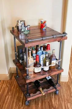 Mobile Metal Furniture Cast Iron Coffee Drinks Trolley Bar Cart and Serving Tray Set for Nail SPA